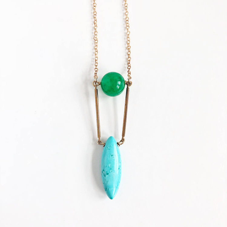 Turquoise and Agate Minimalist Necklace