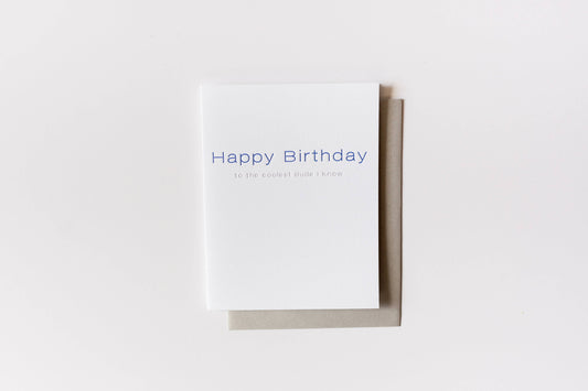 Coolest Dude Happy Birthday Letterpress Card