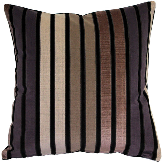 Pillow Decor - 20" x 20" Amethyst Stripes Textured Velvet Throw Pillow