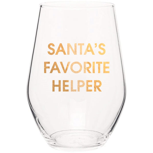 Chez Gagné - Santa's Favorite Helper Stemless Wine Glass