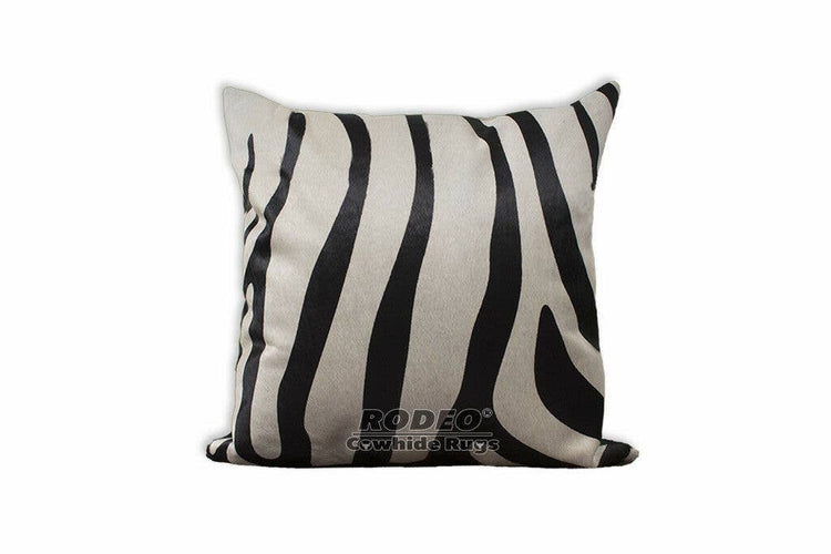 Zebra Printed on Cowhide Pillow Cover Double Sided