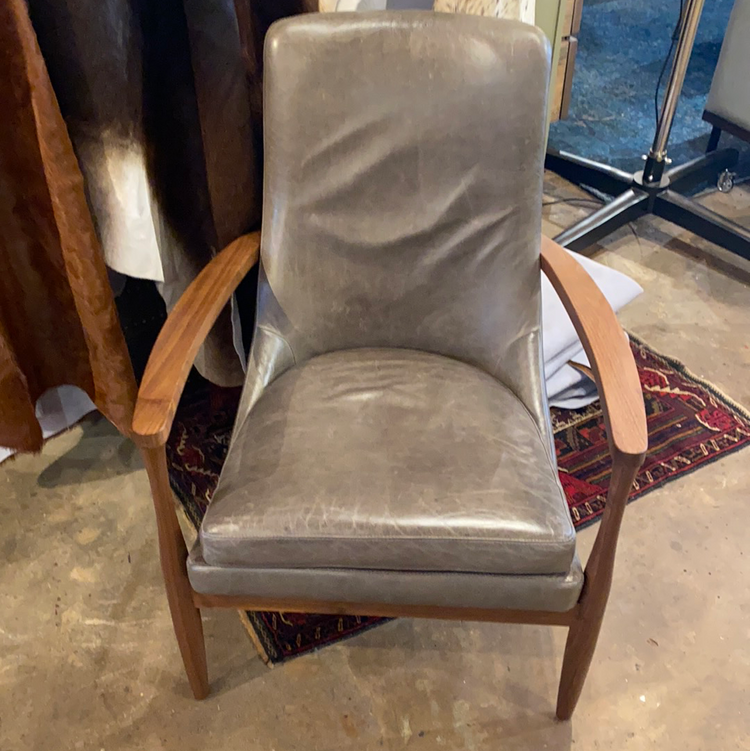leather chair in grey - front view
