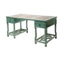 Large Lattice Desk W/ Marble-Aqua