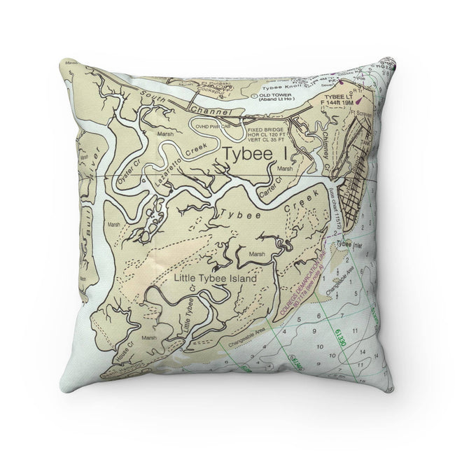 Tybee Island Georgia Map Pillow